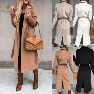 【TRSBX】Elegant Womens Overcoat in V Neck Style with Perfect Warmth and Comfort