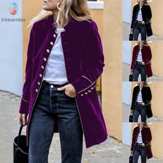 【TRSBX】Womens Coats Outdoor Outwear Retro Velvet Winter Appointments Breasted