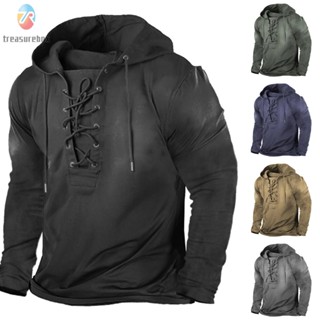 【TRSBX】Mens Sweatshirt Hoodie Lace Up M-2XL Outdoor Autumn Casual Coat Outerwear