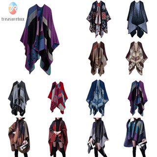 【TRSBX】Womens Plaid Poncho Regular Scarf Shawl Spring Stretch Blanket Wrap Cape