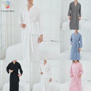 【TRSBX】Men Dressing Gown Comfortable Couples Dressing Gown Homewear Long Pajamas