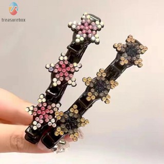 【TRSBX】HairClips Womens Rhinestone Crystal Double Bangs Fashion Hair Accessories