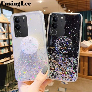 เคสโทรศัพท์มือถือ ปิดด้านหลัง ลายกากเพชร พร้อมขาตั้ง สําหรับ VIVO V29 Pro V29E V29E V29 Pro