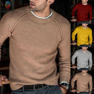 【TRSBX】Men Sweater Top Warm Solid Color Bottoming Shirt Casual Jumper Long Sleeve