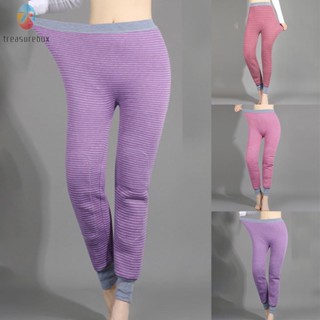 【TRSBX】Leggings Women Pants Stretchy Striped Sweatpants Thermal Trousers Warm