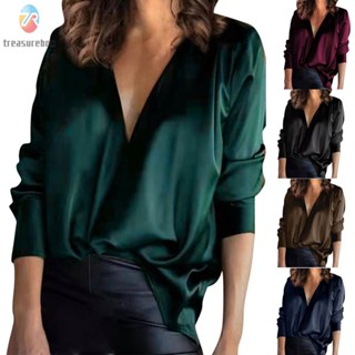 【TRSBX】Feminine and Delicate For Womens Commute Blouse with Solid Color and Silky Feel