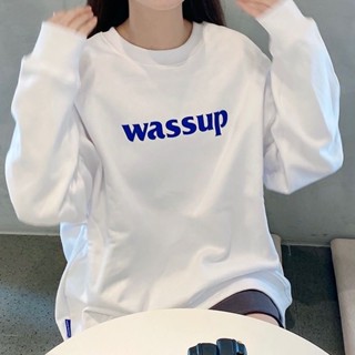 Fashion WASSUP เสื้อกันหนาว คอกลม แขนยาว ทรงหลวม แบบสวมหัว ลายวงดนตรี Is Like A Monogram แฟชั่นสําหรับผู้ชาย และผู้หญิง