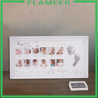 [Flameer] กรอบรูป ลาย My First Year พร้อมแผ่นหมึก ขนาด 39X21 ซม. สีขาว DIY สําหรับเด็กทารกแรกเกิด