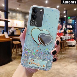 เคสโทรศัพท์มือถือนิ่ม แบบใส ปิดด้านหลัง ลายกลิตเตอร์ รูปหัวใจ สําหรับ VIVO V29E V29 Pro V29 Pro V29E