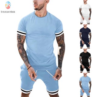 【TRSBX】Tops+Pants For Men Gym Loose Mens Outfit Pullover Short Sleeve Shorts Set