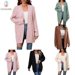 【TRSBX】Womens Fall and Winter Basic Solid Color Knit Cardigan Sweater Top Outwear Coat