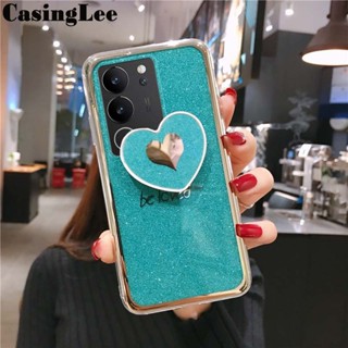 เคสโทรศัพท์มือถือ ชุบไฟฟ้า กันกระแทก พร้อมขาตั้ง รูปหัวใจ สําหรับ VIVO V29 Pro V29E V29E V29 Pro