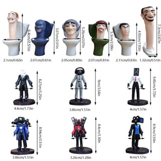 12 PCS 1 Set Skibidi Toilet Action Figure Set Game Doll Figure Toys Monitor Man Cake Decoration Children Birthday Gifts Christmas