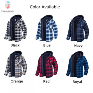 【TRSBX】Mens Autumn And Winter Heavy Cotton Jacket Plaid Long Sleeve/Loose Hooded Jacket