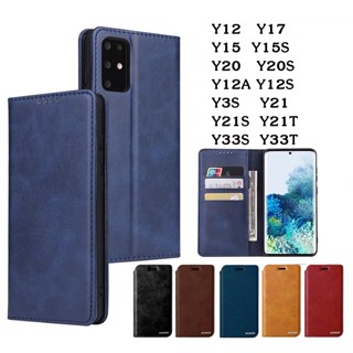 เคสโทรศัพท์หนัง เคสฝาพับ พร้อมช่องใส่บัตร ตั้งได้ VIVO Y12 Y15 Y17 Y20 Y20S Y12A Y12S Y3S Y21 Y21S Y21T Y33S Y33T Y15S