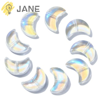 Jane ลูกปัดแก้วคริสตัลใส รูปดวงจันทร์ AB สีโปร่งใส สําหรับทําเครื่องประดับ DIY 100 ชิ้น