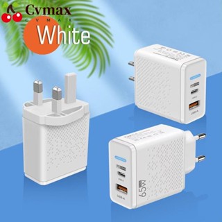 Cvmax อะแดปเตอร์ชาร์จโทรศัพท์มือถือ 65W PC หัวชาร์จ USB Type-C เรืองแสง แบบพกพา ปลั๊ก EU