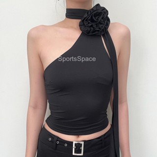 [SportsSpace]- เสื้อท็อปส์ ลายดอกไม้ สามมิติ ทรงสลิมฟิต สําหรับผู้หญิง