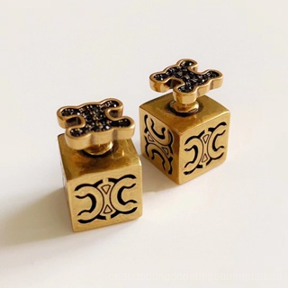 0823-SPSDY Arc De Triomphe New Square Three-Dimensional Dice Stud Earrings Cel French Double Piece Double Sides Earrings Classic Style Earrings for Women ESWS