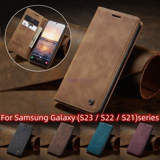 เคสโทรศัพท์หนัง PU ผิวด้าน ฝาพับ พร้อมช่องใส่บัตร กันกระแทก สําหรับ Samsung Galaxy S23 S22 S21 Ultra Plus SE Galaxy S23Ultra S21FE