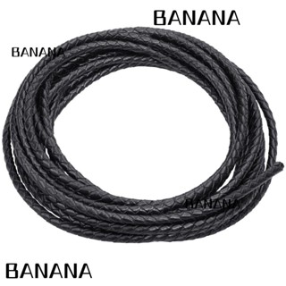 Banana1 สายนาฬิกาข้อมือหนังถัก ทรงกลม 3 มม. 5.5 หลา สีดํา