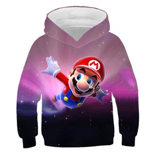 เสื้อกันหนาว เสื้อฮู้ดดี้ เครื่องแต่งกายคอสเพลย์ Super Mario แฟชั่นฤดูใบไม้ร่วง สําหรับเด็ก