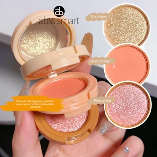 Hudamoji 3 In 1 Highlighter Blush Palette Pearly Blush เงาอายแชโดว์ Multifunctional Face Makeup Palette TECH3