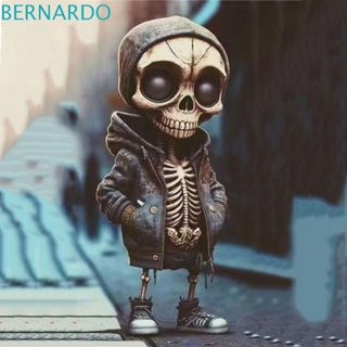 Bernardo ฟิกเกอร์เรซิ่น รูปปั้นหัวกะโหลก พร้อมเสื้อแจ็กเก็ต สีดํา สําหรับตกแต่งบ้านตุ๊กตาผีสิง