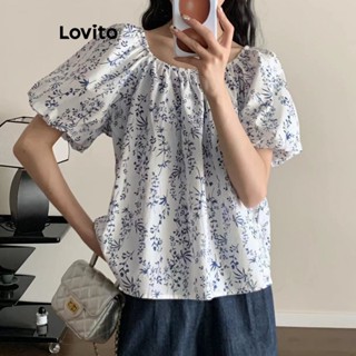 Lovito เสื้อเบลาส์ลําลอง ลายดอกไม้ สําหรับผู้หญิง L62ED008 (หลายสี)