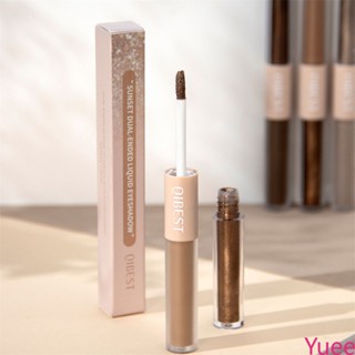 Qibest Double Head Liquid Eyeshadow Matte Fog Pearlescent Fine Shiny Film Overlay พร้อม Natural Brightening Highlight Eyeshadow Liquid yuee