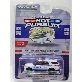 Greenlight 1: 64 2020 NYPD Hot Tracking Season 35 Ford Police รถตํารวจสกัดกั้น สีเขียว