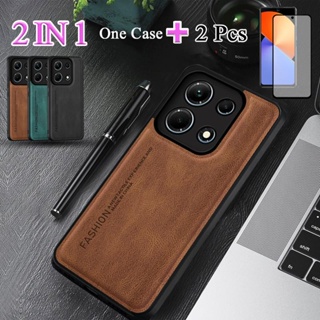 2 IN 1 เคสหนังแกะ หนังแกะ พร้อมฟิล์มเซรามิค กันรอยหน้าจอ สําหรับ Infinix Note 30 VIP