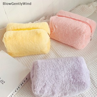 Blowgentlywind กระเป๋าเครื่องสําอาง แปรงแต่งหน้า ผ้ากํามะหยี่ขนนิ่ม สีพื้น สําหรับผู้หญิง BGW