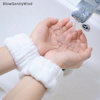 Blowgentlywind สายรัดข้อมือ ผ้าขนหนูนุ่ม สําหรับล้างหน้า 2 ชิ้น BGW