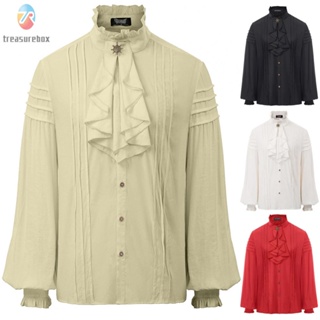 【TRSBX】Classic SD Mens Steampunk Victorian Shirt with Jabot Collar Renaissance Fashion