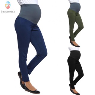 【TRSBX】Pants Solid color Clothes High Elastic High waist Ladies Maternity Over Bump