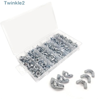 Twinkle ชุดอุปกรณ์สเตนเลส 304 คละแบบ 175 ชิ้น #6 #8 #10 น็อตปีกผีเสื้อ สีเงิน 6 ขนาด 1/4 นิ้ว 5/16 นิ้ว 3/8 นิ้ว สําหรับงานฝีมือ