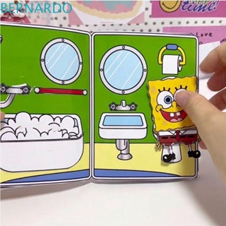 Bernardo หนังสือสติกเกอร์ ลายการ์ตูนสพันจ์บ็อบ 3D เสียงเงียบ สําหรับติดตกแต่งสมุด DIY