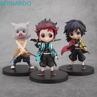 Bernardo ตุ๊กตาฟิกเกอร์ Demon Slayer Tanjirou Kimetsu No Yaiba Demon Blade Giyuu ขนาดเล็ก 6 ชิ้น ต่อชุด