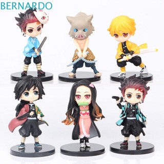 Bernardo ตุ๊กตาฟิกเกอร์ Demon Slayer Zenitsu Kimetsu No Yaiba Tanjirou Inosuke Giyuu สําหรับตกแต่ง 6 ชิ้น ต่อชุด