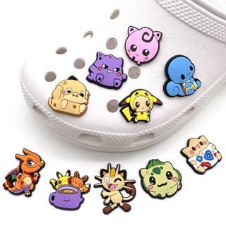 Jibbitz Charm Bulbasaur Pokemon Jibits Croc Pin Pikachu Shoe Charm Squirtle Jibbits Crocks สําหรับผู้หญิง รองเท้า