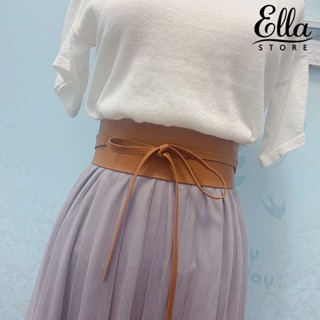 Ellastore123 เข็มขัดคาดเอว หนังเทียม แบบนิ่ม สําหรับผู้หญิง