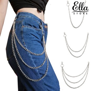 Ellastore123 เข็มขัดโซ่ หลายชั้น พังก์ ผู้ชาย ผู้หญิง ฮิปฮอป น้ําหนักเบา กางเกง พวงกุญแจ เครื่องประดับ ของขวัญ