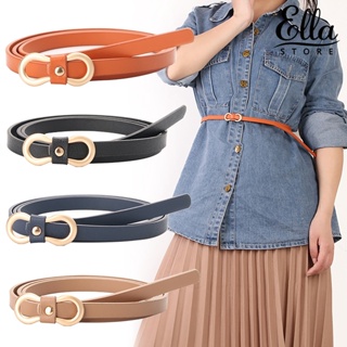 Ellastore123 เข็มขัดหนังเทียม สีพื้น น้ําหนักเบา แบบพกพา สําหรับผู้หญิง