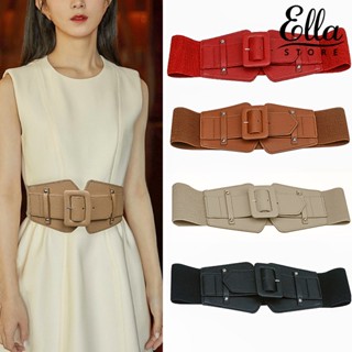 Ellastore123 เข็มขัดหนังเทียม ยืดหยุ่น กันลื่น ปรับได้ สําหรับผู้หญิง