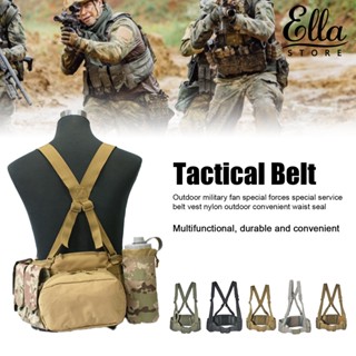 Ellastore123 Molle เข็มขัดไนล่อน อเนกประสงค์ ปรับขนาดได้ สําหรับผู้ชาย