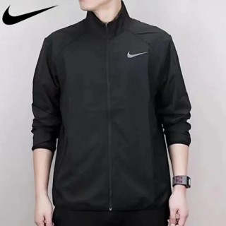 Nike ของแท้ 100% เสื้อแจ็กเก็ตกีฬาลําลอง แบบบาง แห้งเร็ว สีพื้น สําหรับผู้ชาย 928011