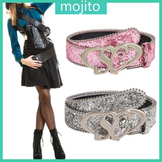 Mojito เข็มขัดแฟชั่น สีชมพู สีเงิน สไตล์ยุโรปและอเมริกา สําหรับเด็กผู้หญิง