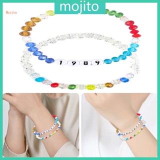 Mojito สร้อยข้อมือลูกปัดคริสตัล ตัวเลข 1989 สไตล์โบฮีเมียน ฤดูร้อน สําหรับแฟนคลับ 2 ชิ้น