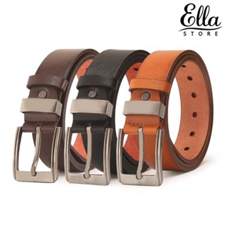 Ellastore123 เข็มขัดหนังเทียม หัวเข็มขัดปรับได้ ป้องกันการแตกหัก หรูหรา สไตล์นักธุรกิจ สําหรับผู้ชาย